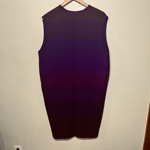 VTG Andrea Jovine Sweater Purple Hombre Maxi Wool Duster Vest Pockets Open M - Picture 7 of 10